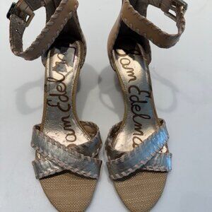 NWOT Sam Edelman Gold & Natural Wedge Sandals 10 1/2
